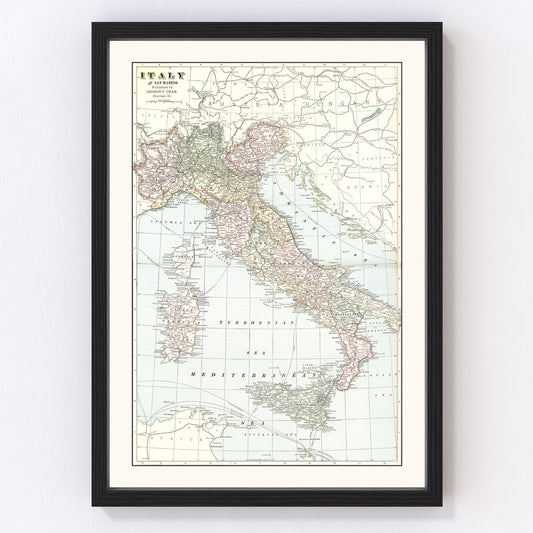 Vintage map of Italy, 1901