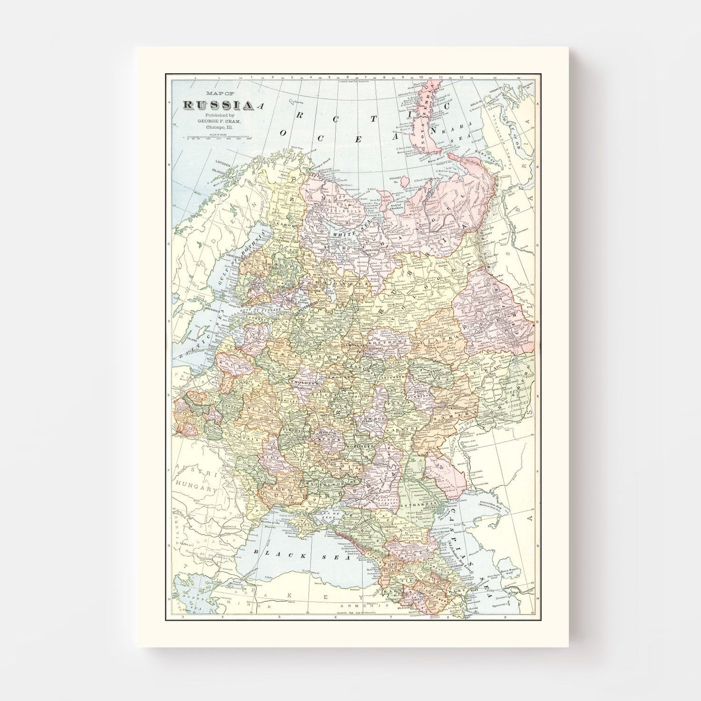 Vintage Map of Russia, 1901