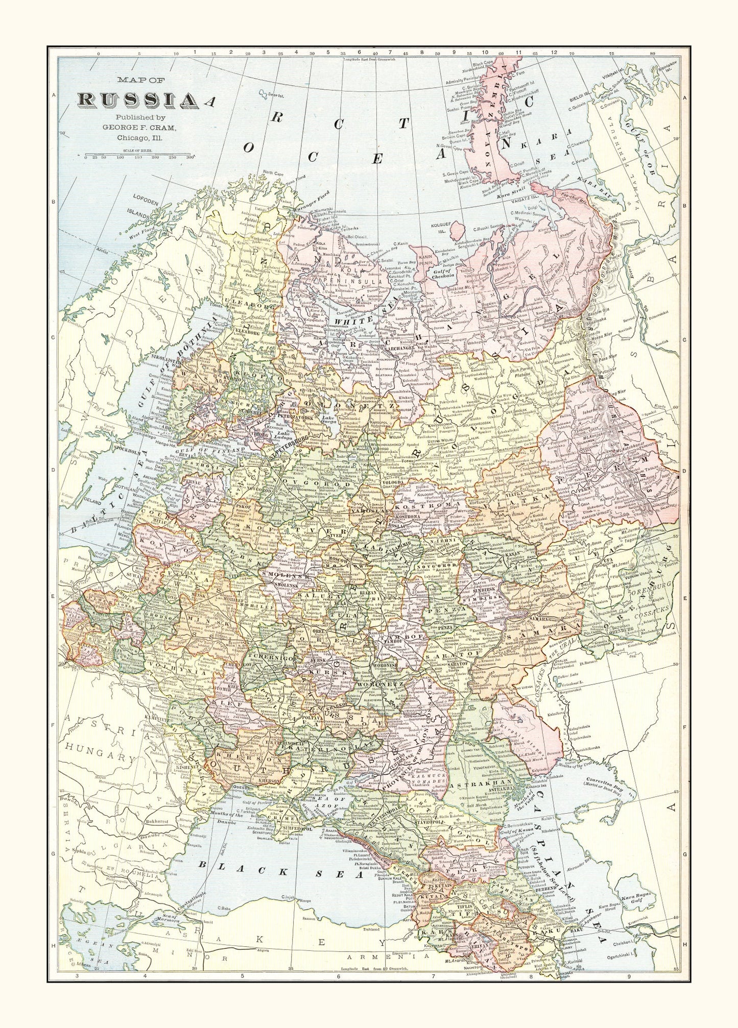 Vintage Map of Russia, 1901