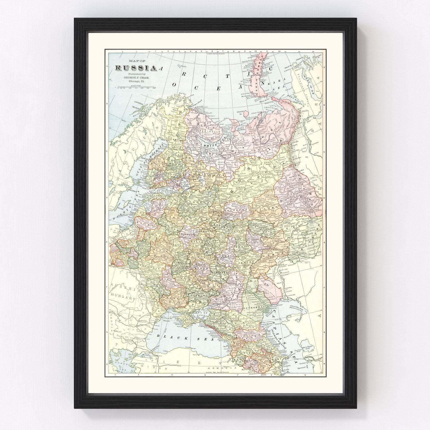 vintage map of Russia, 1901
