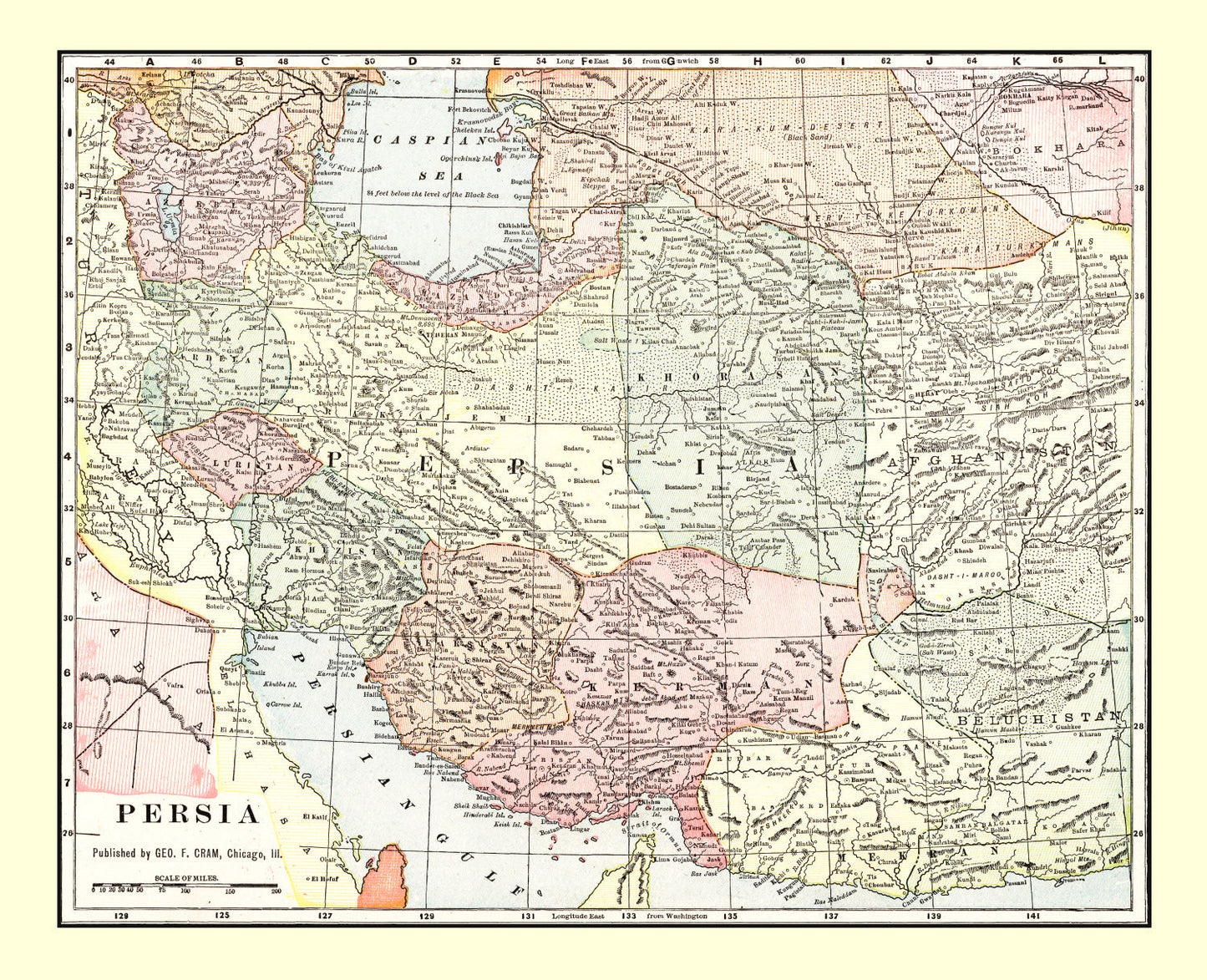 Vintage Map of Persia, 1901