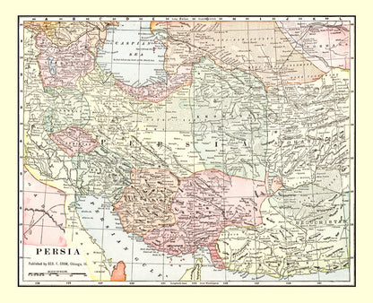 Vintage Map of Persia, 1901