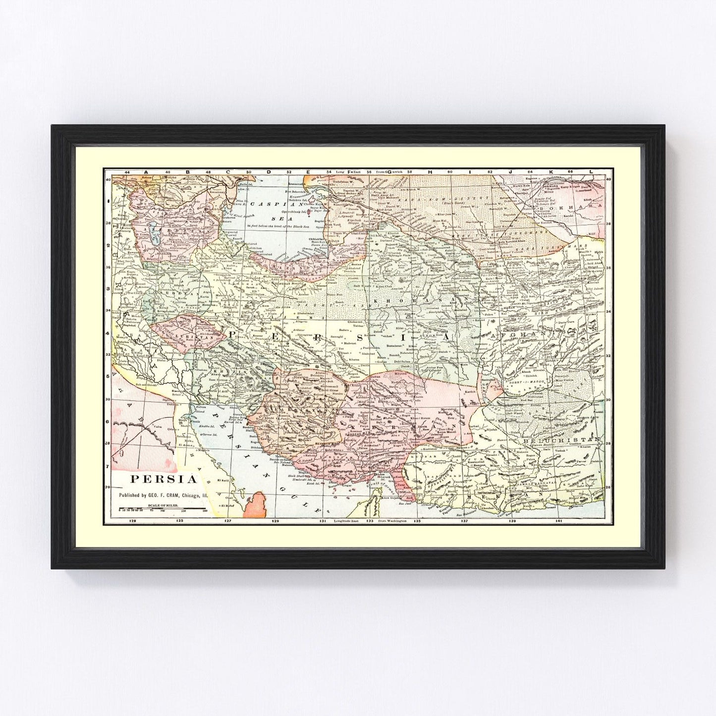 vintage map of Persia (Iran), 1901
