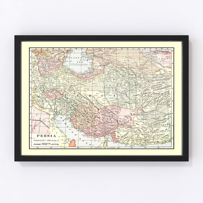 vintage map of Persia (Iran), 1901