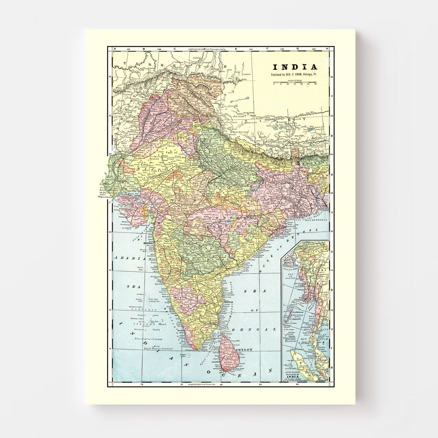 Vintage Map of India, 1901