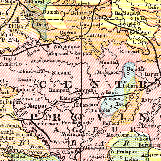 Vintage Map of India, 1901