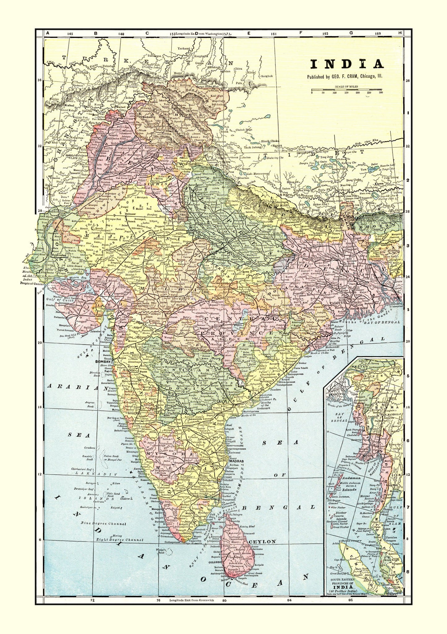 Vintage Map of India, 1901
