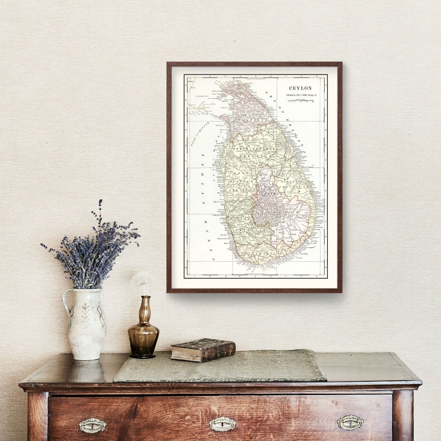 Vintage Map of Ceylon (Sri Lanka), 1901