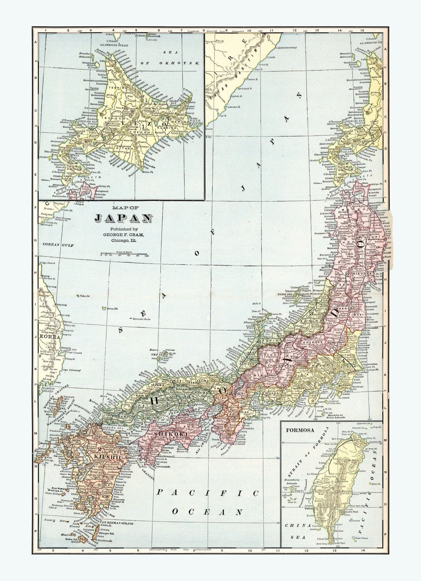 Vintage Map of Japan, 1901