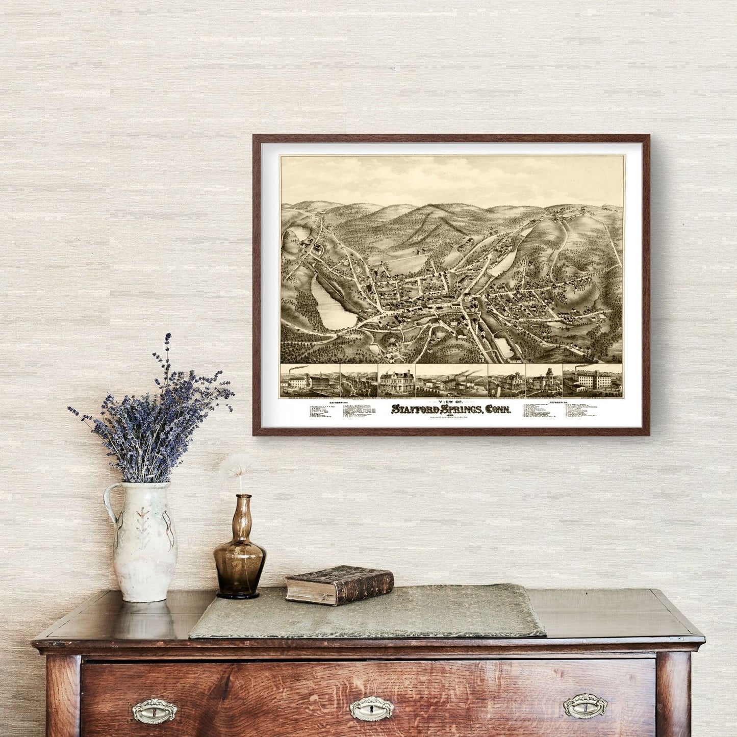 Vintage Map of Stafford Springs, Connecticut, 1878
