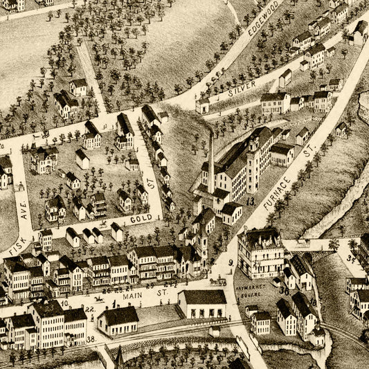 Vintage Map of Stafford Springs, Connecticut, 1878