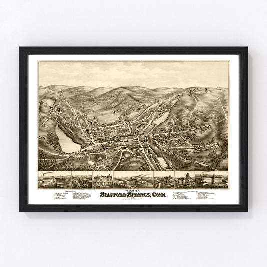 Vintage map of Stafford Springs, Connecticut, 1878