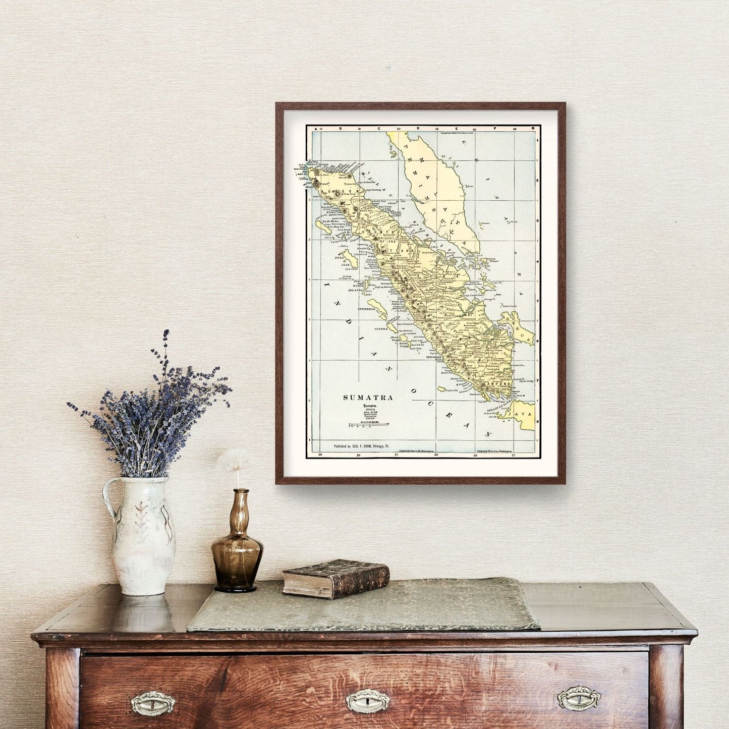 Vintage Map of Sumatra, Indonesia, 1901