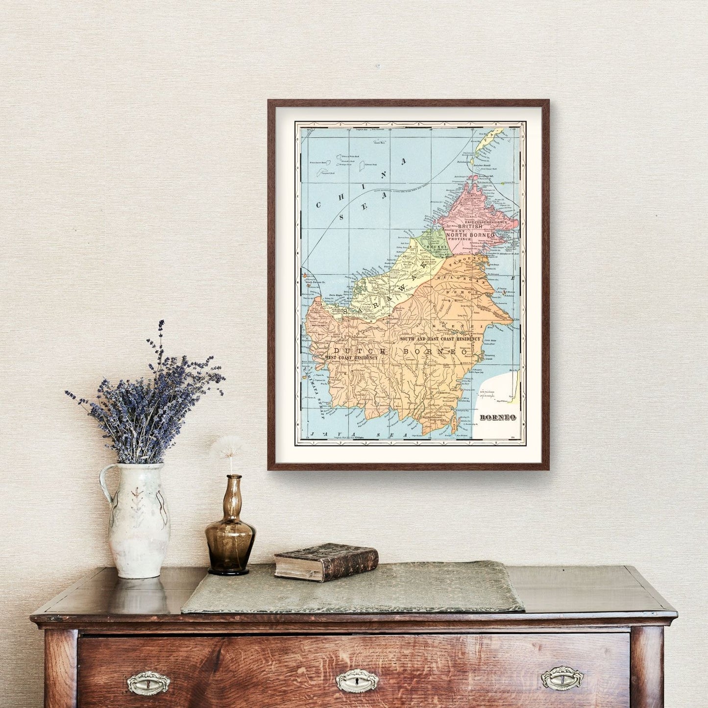 Vintage Map of Borneo, East Indies, 1901