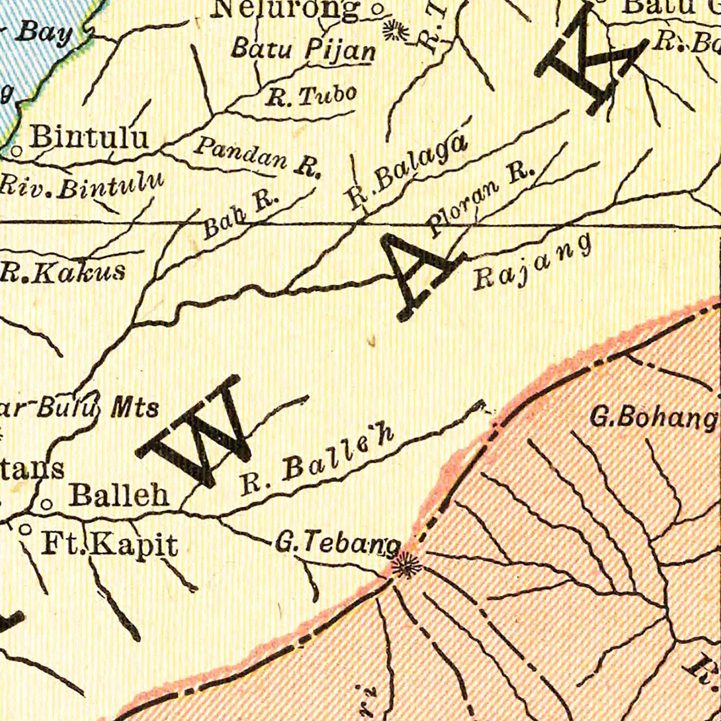 Vintage Map of Borneo, East Indies, 1901