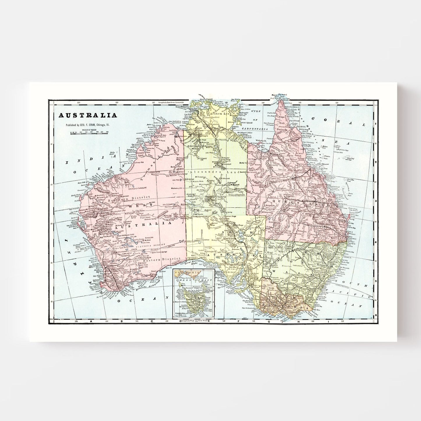 Vintage Map of Australia, 1901