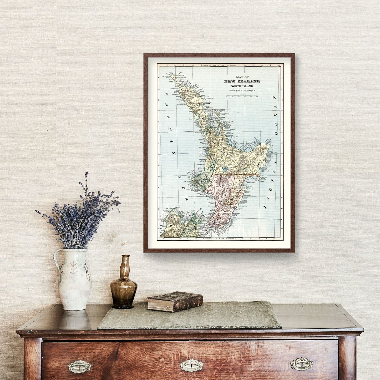 Vintage Map of New Zealand North Island, 1901