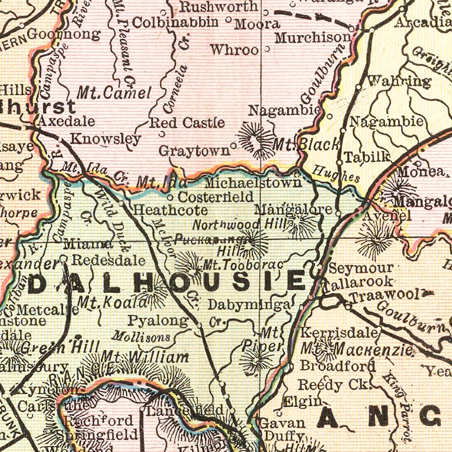 Vintage Map of Victoria, Australia, 1901