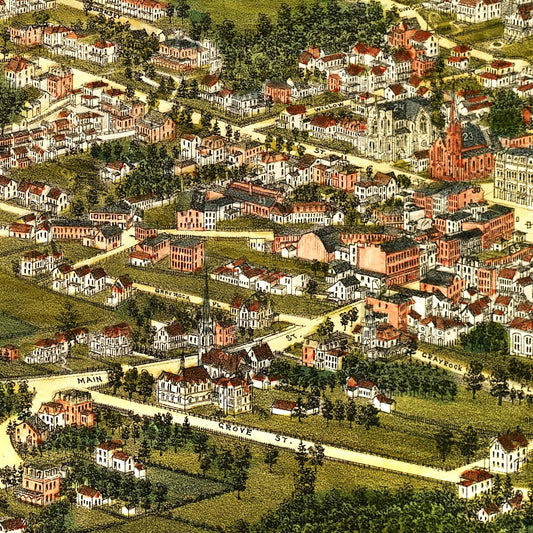 Vintage Map of Stamford, Connecticut, 1883