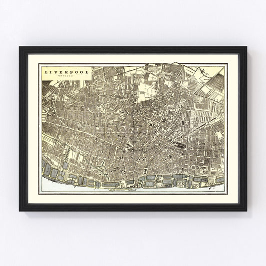 vintage map of Liverpool, England, 1901