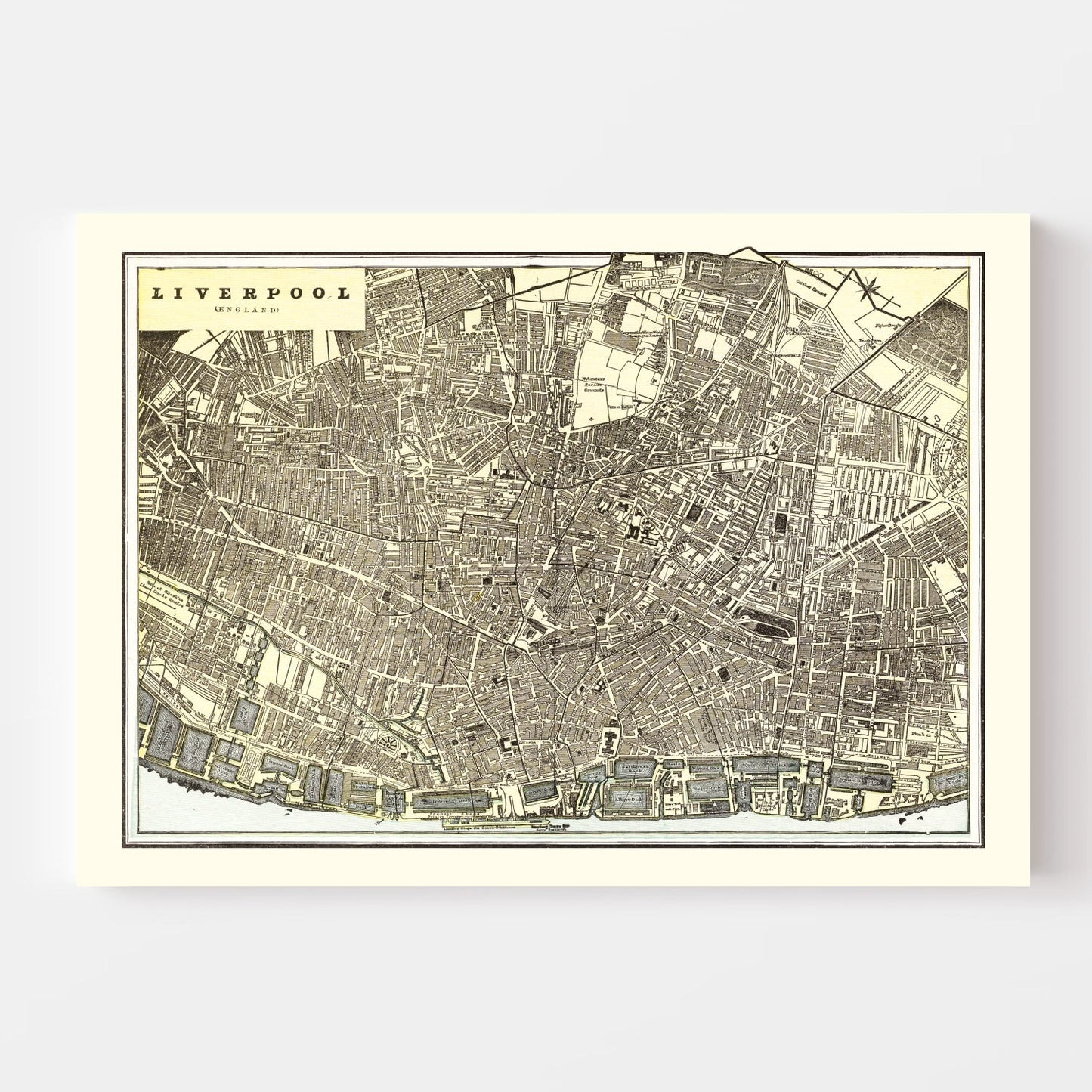Vintage Map of Liverpool, England, 1901