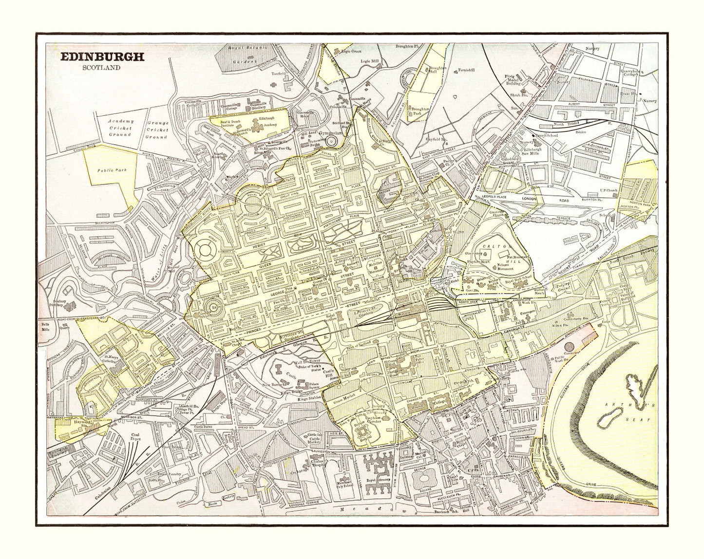 Vintage Map of Edinburgh, Scotland, 1901