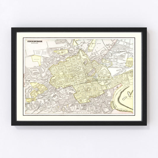 Vintage map of Edinburgh, Scotland, 1901