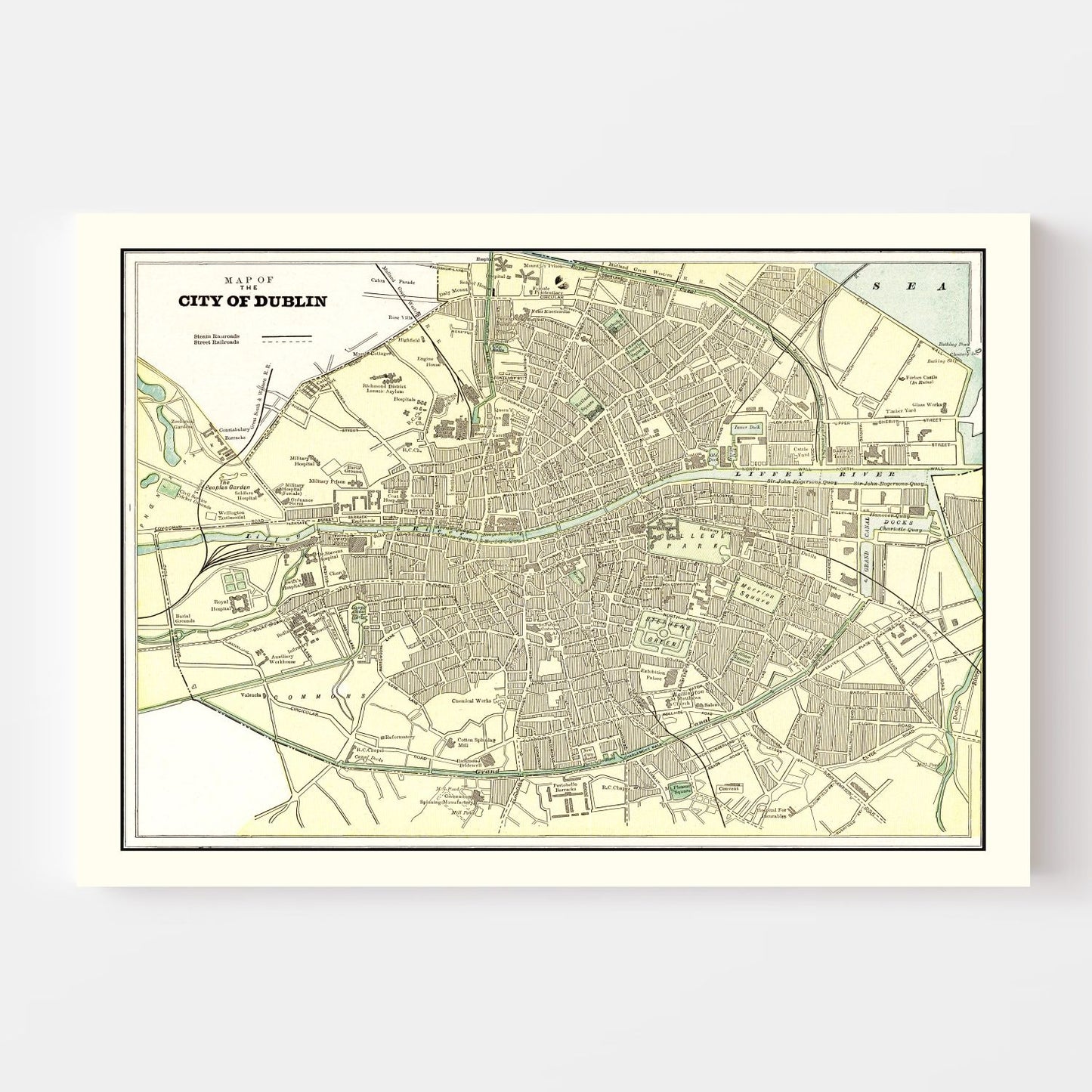 Vintage Map of Dublin, Ireland, 1901