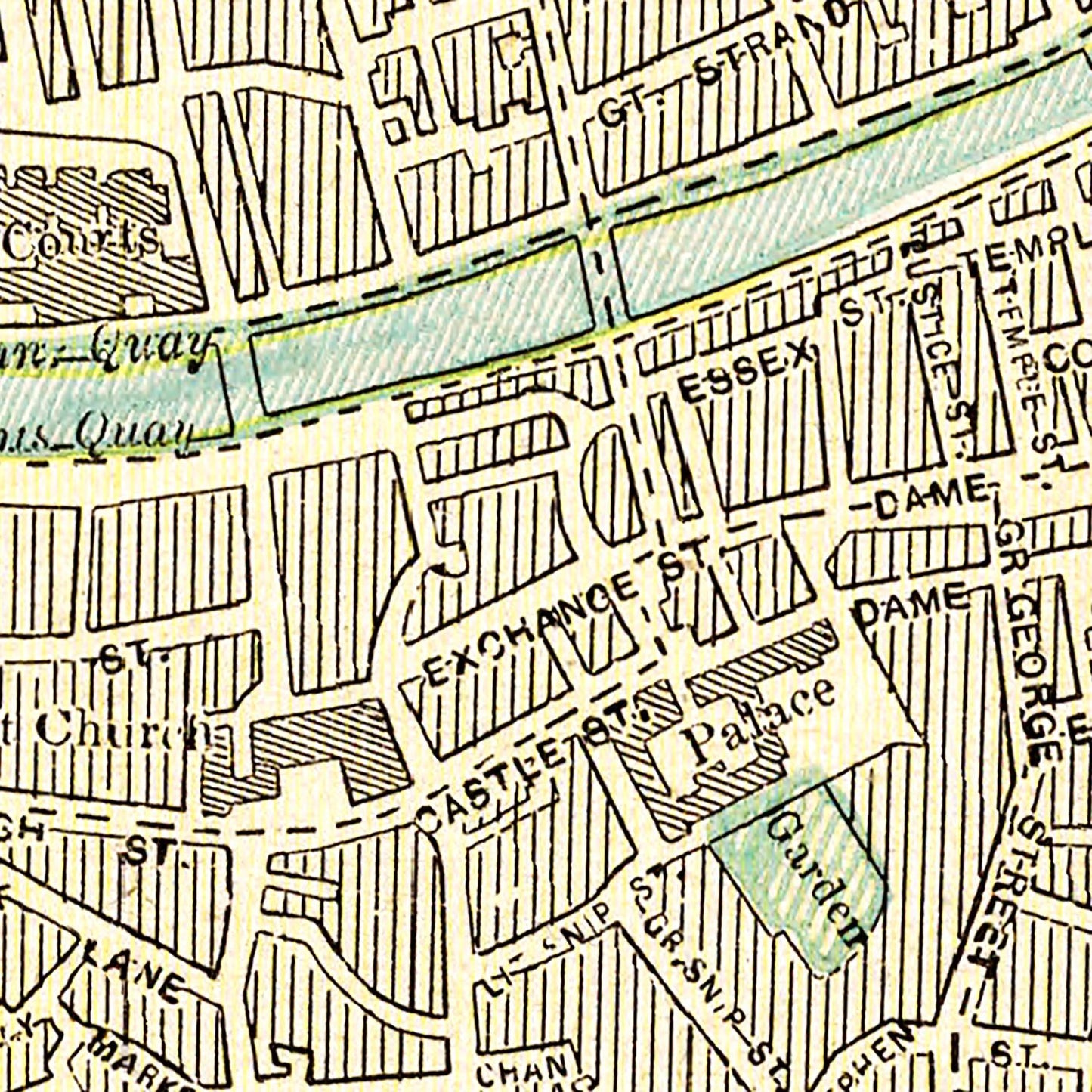 Vintage Map of Dublin, Ireland, 1901
