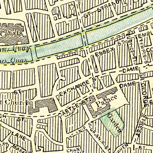Vintage Map of Dublin, Ireland, 1901