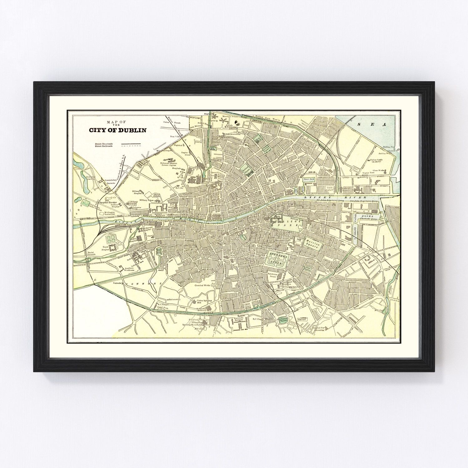 Vintage map of Dublin, Ireland, 1901