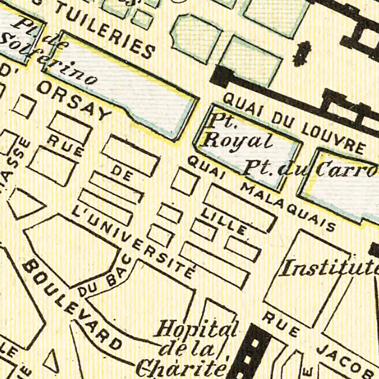 Vintage Map of Paris, France, 1901
