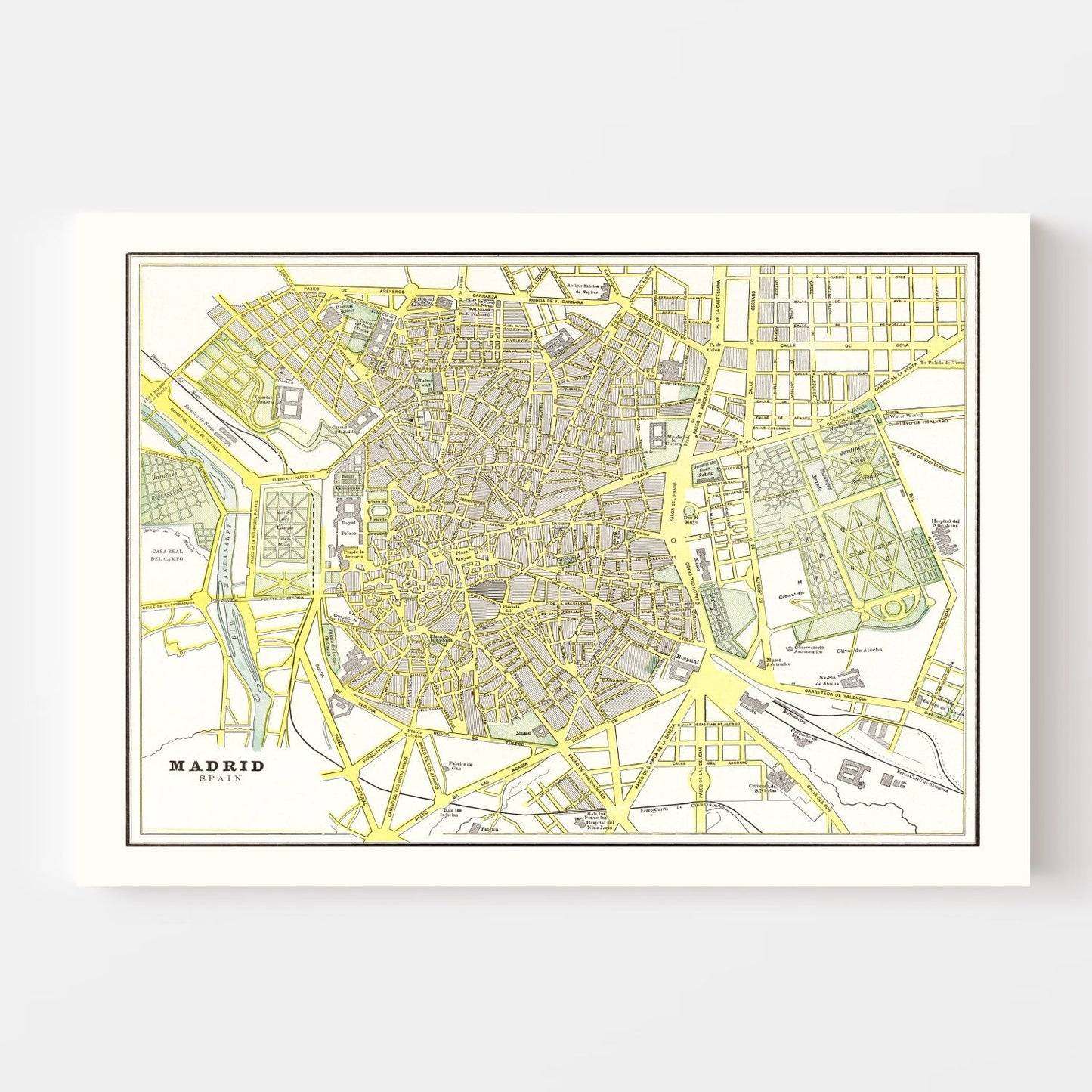 Vintage Map of Madrid, Spain, 1901