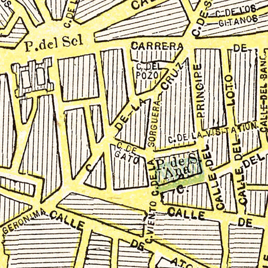 Vintage Map of Madrid, Spain, 1901