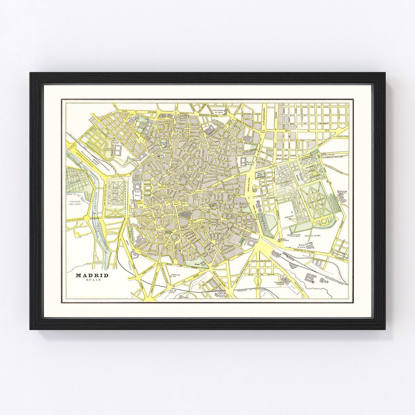 Vintage map of Madrid, Spain, 1901