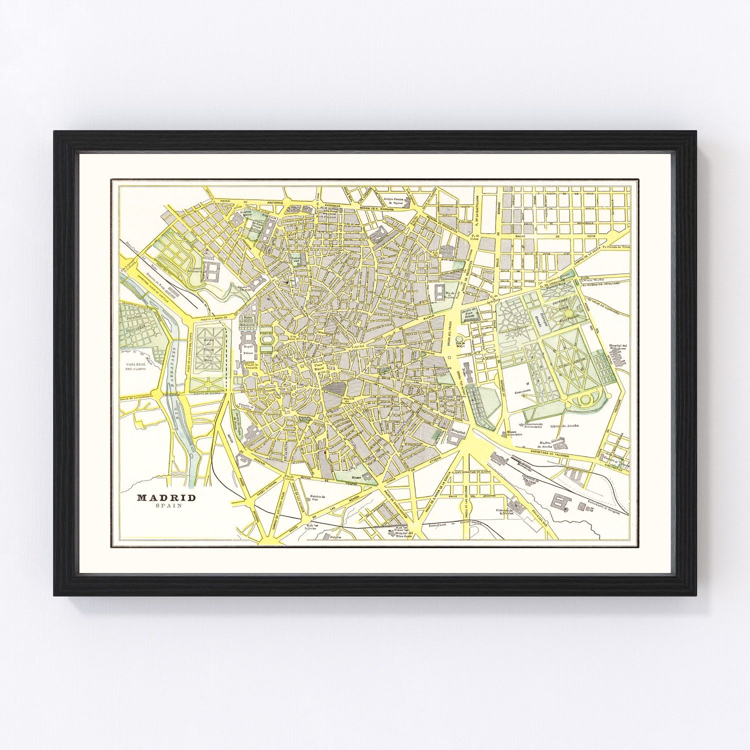 Vintage map of Madrid, Spain, 1901