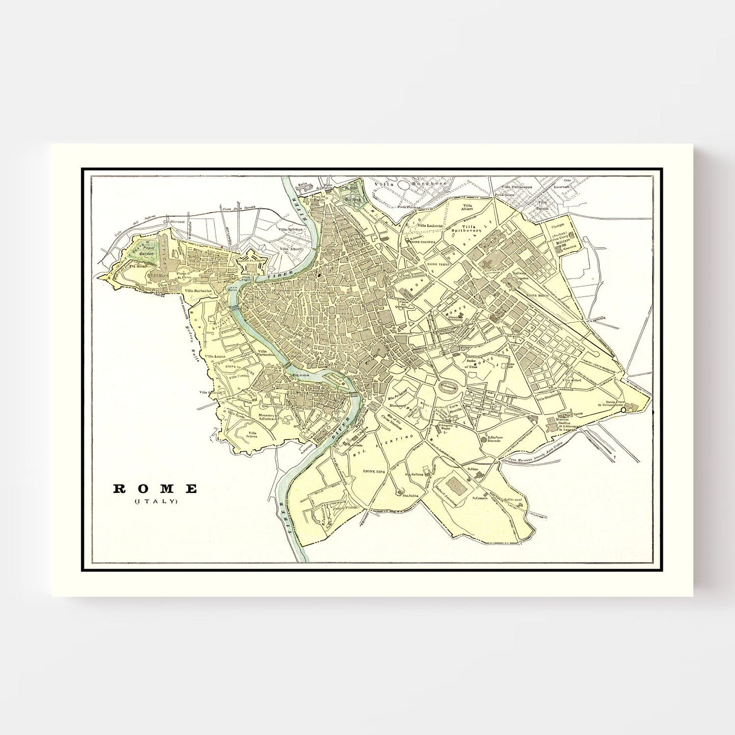 Vintage Map of Rome, Italy, 1901