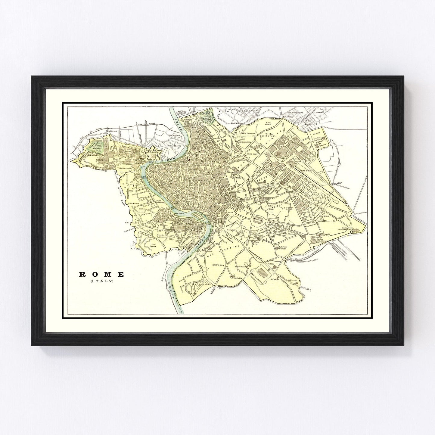 vintage map of Rome, Italy, 1901