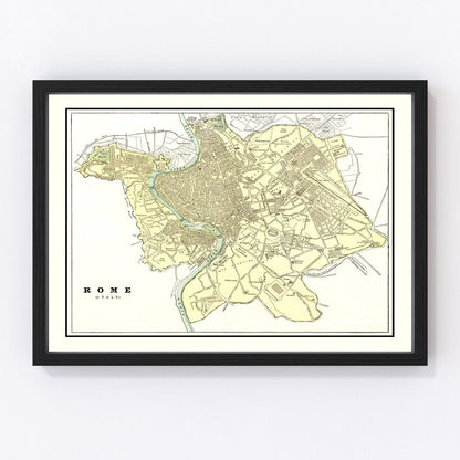 vintage map of Rome, Italy, 1901