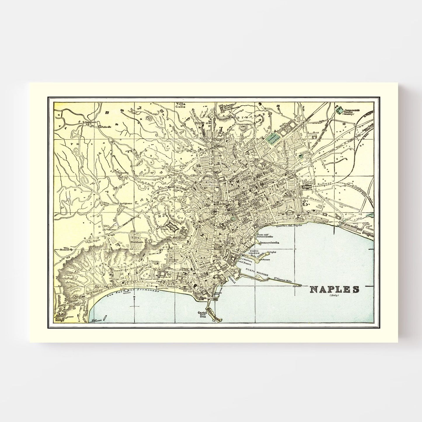 Vintage Map of Naples, Italy, 1901