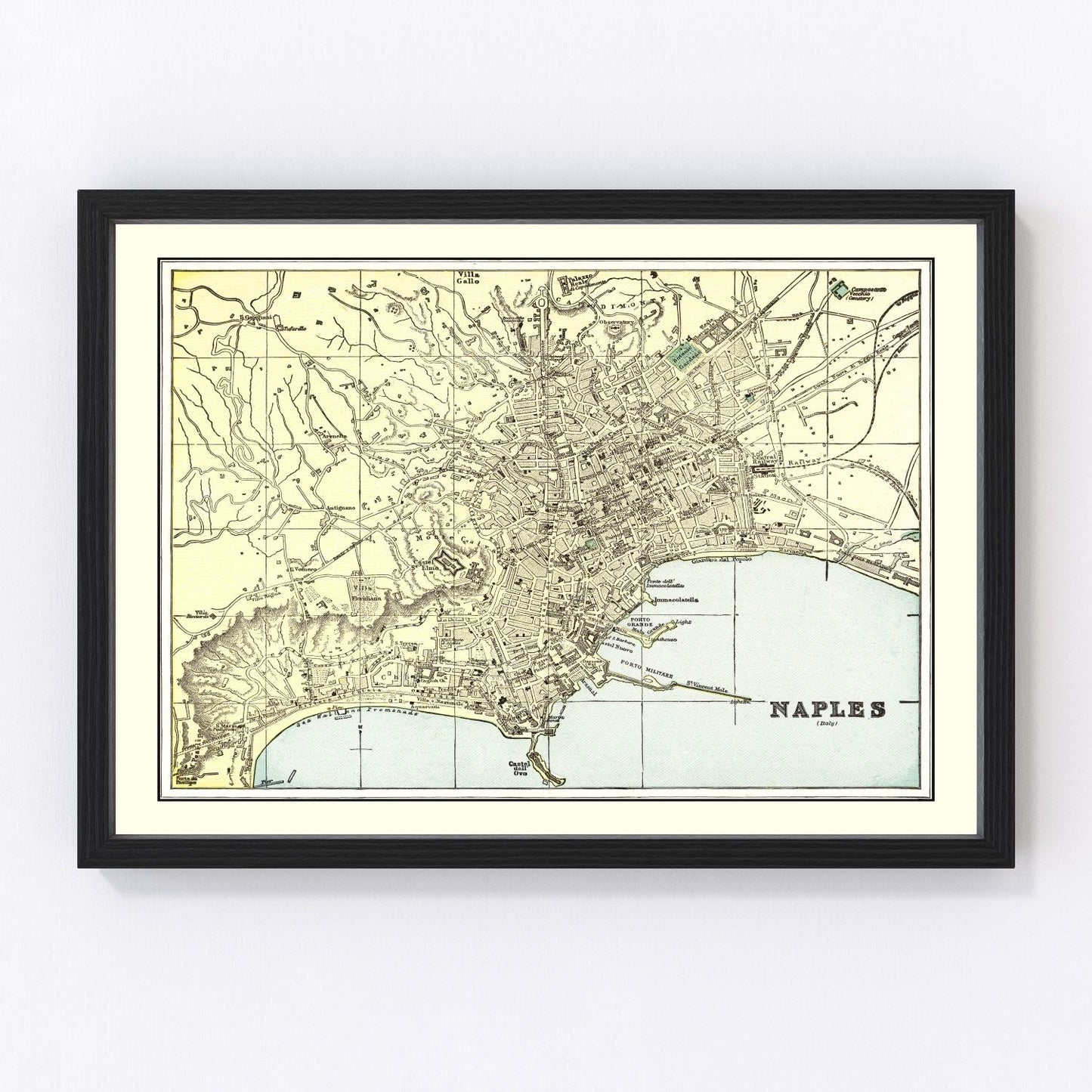 Vintage map of Naples, Italy, 1901