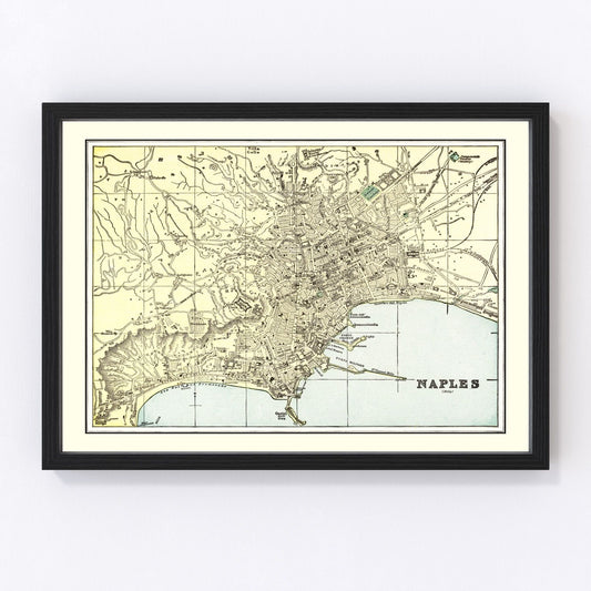 Vintage map of Naples, Italy, 1901