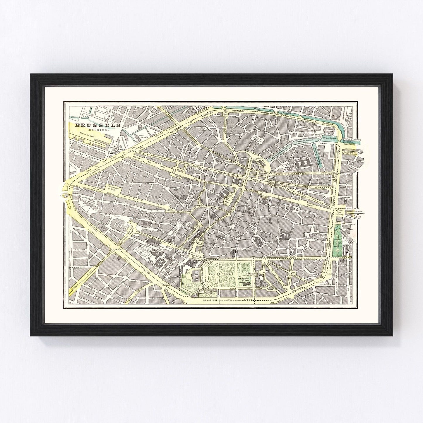 Vintage map of Brussels, Belgium, 1901 - digitally restored cartographic print