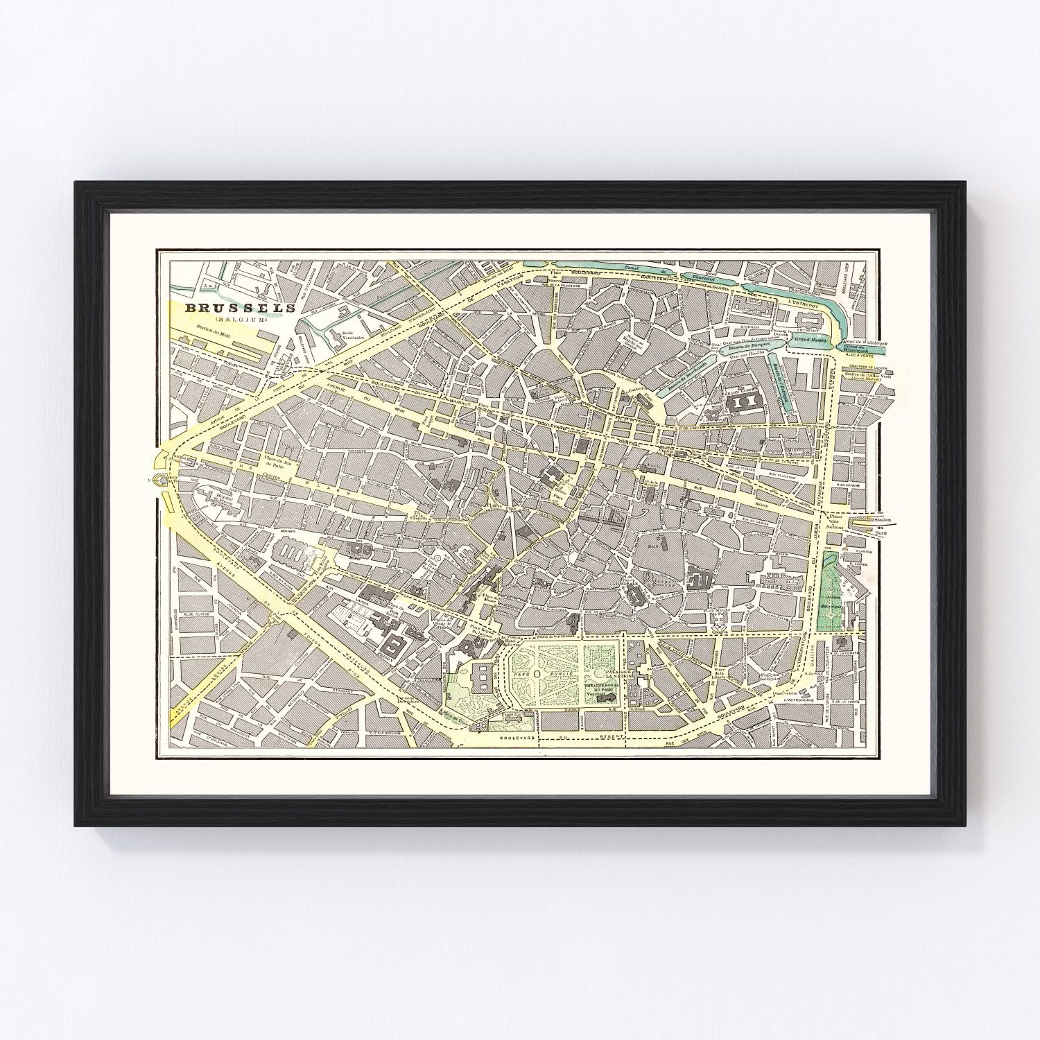 Vintage map of Brussels, Belgium, 1901 - digitally restored cartographic print
