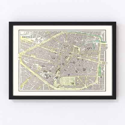 Vintage map of Brussels, Belgium, 1901 - digitally restored cartographic print