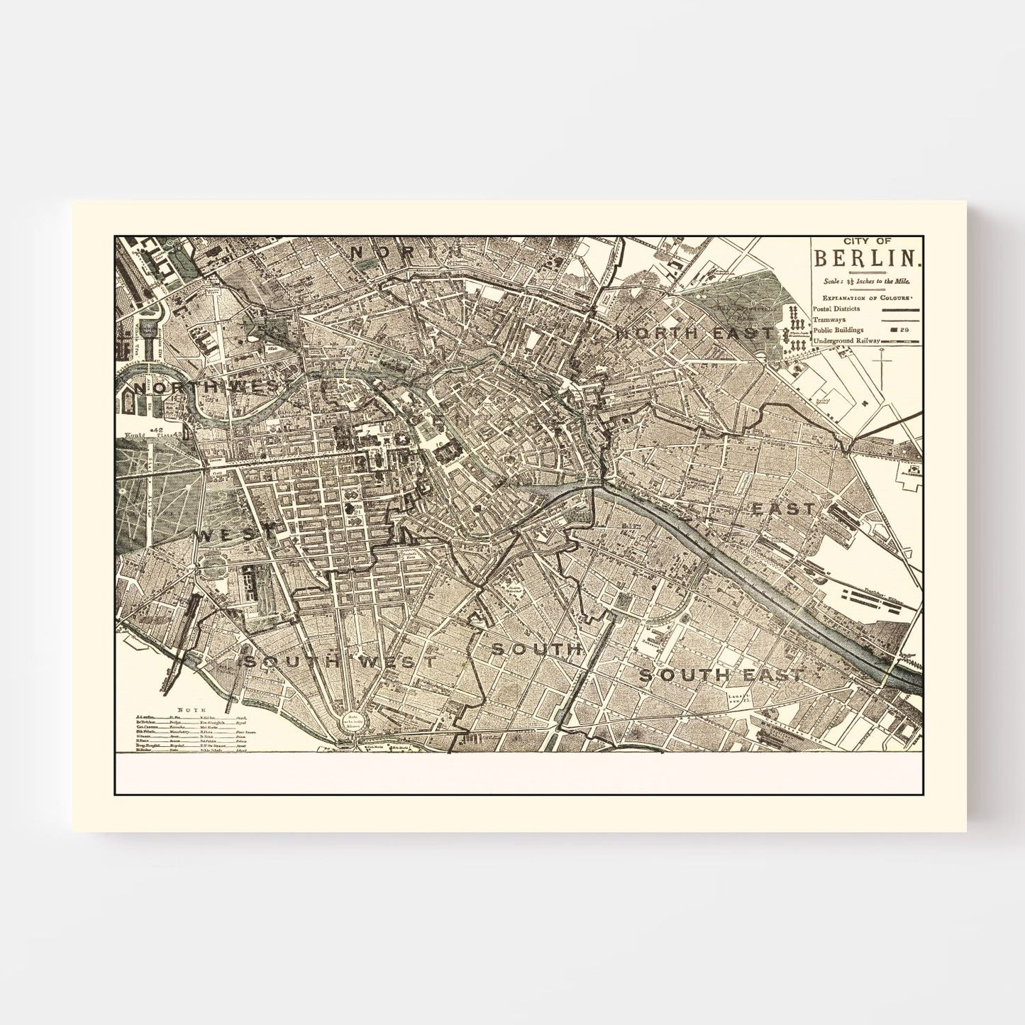Vintage Map of Berlin, Germany, 1901
