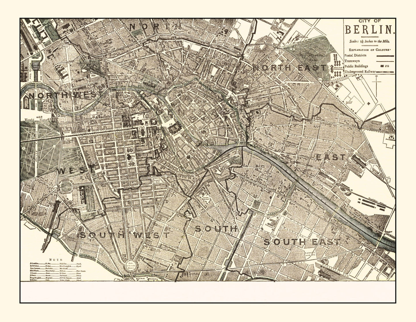 Vintage Map of Berlin, Germany, 1901