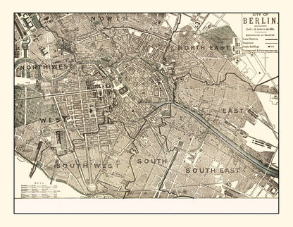 Vintage Map of Berlin, Germany, 1901
