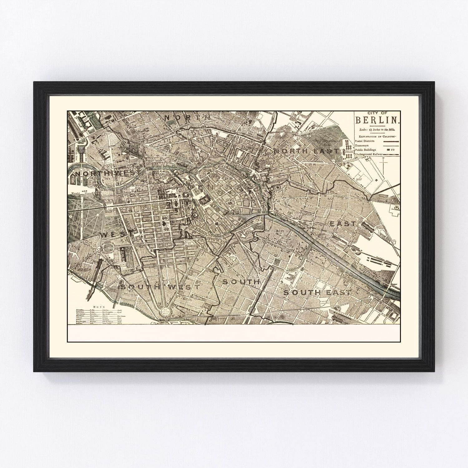 Vintage map of Berlin, Germany, 1901