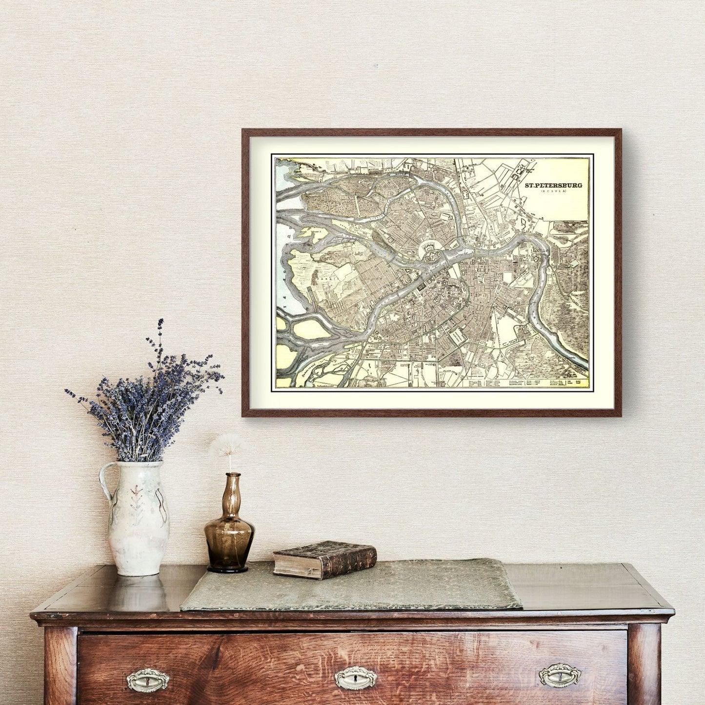 Vintage Map of Saint Petersburg, Russia, 1901